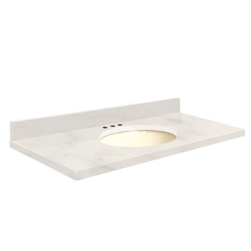 Dessus de salle de bain simple 43 po meuble-lavabo, Biscuit, Chemin de la nature, Centré de 8 pouces