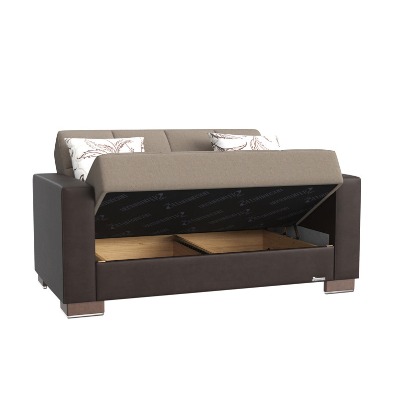 Causeuse convertible avec rangement en polyuréthane beige / brun Primenest Collection Zenaero, Brun / Sable