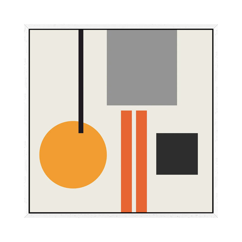 Mid Century V - Print on Canvas, 93.98 cm H x 93.98 cm W, White Framed