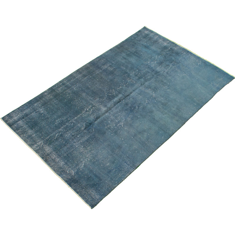 Tapis en laine bleu marine 4 pi 11 po x 7 pi 10 po one-of-kind à la main-noué la 1980 Bevin