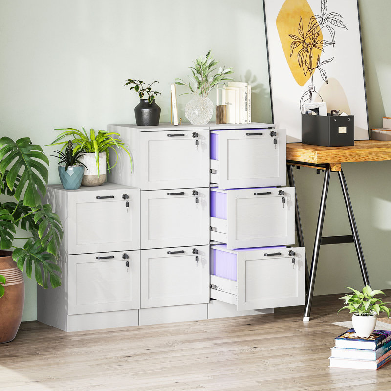 40cm Wide 3 -Drawer File Cabinet, 101cm H x 40cm W x 40cm D, White