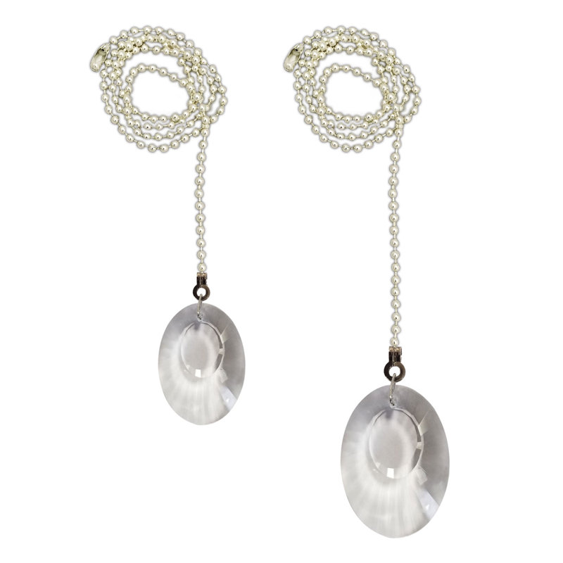 Chaînes de sac de ventilateur de plafond en forme de cristal ovale, Chrome