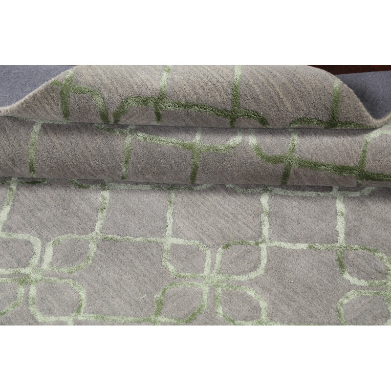 Tapis gris en laine / soie touffeté à la main Marylee