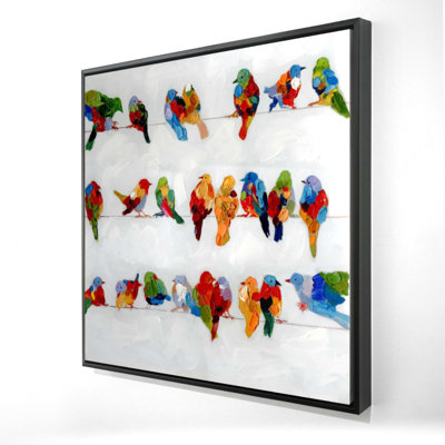 Oiseaux colorés sur toile métallique | Oiseau de chambre à coucher
