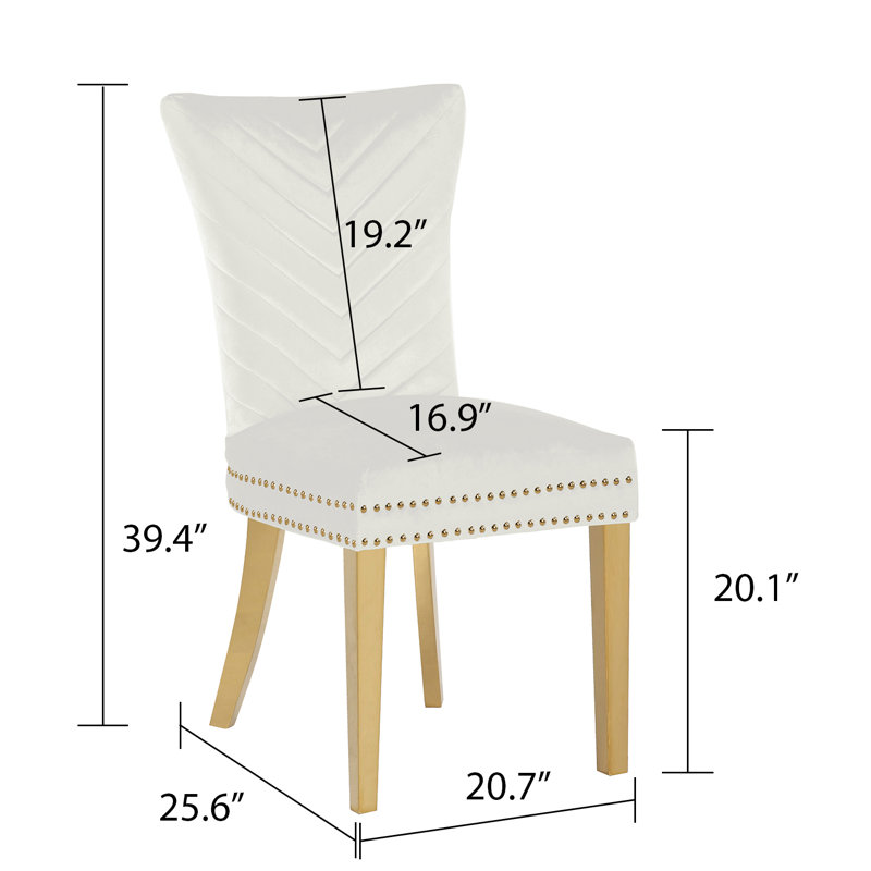 Beige Velvet Wingback Dining Chair with Gold Metal Legs