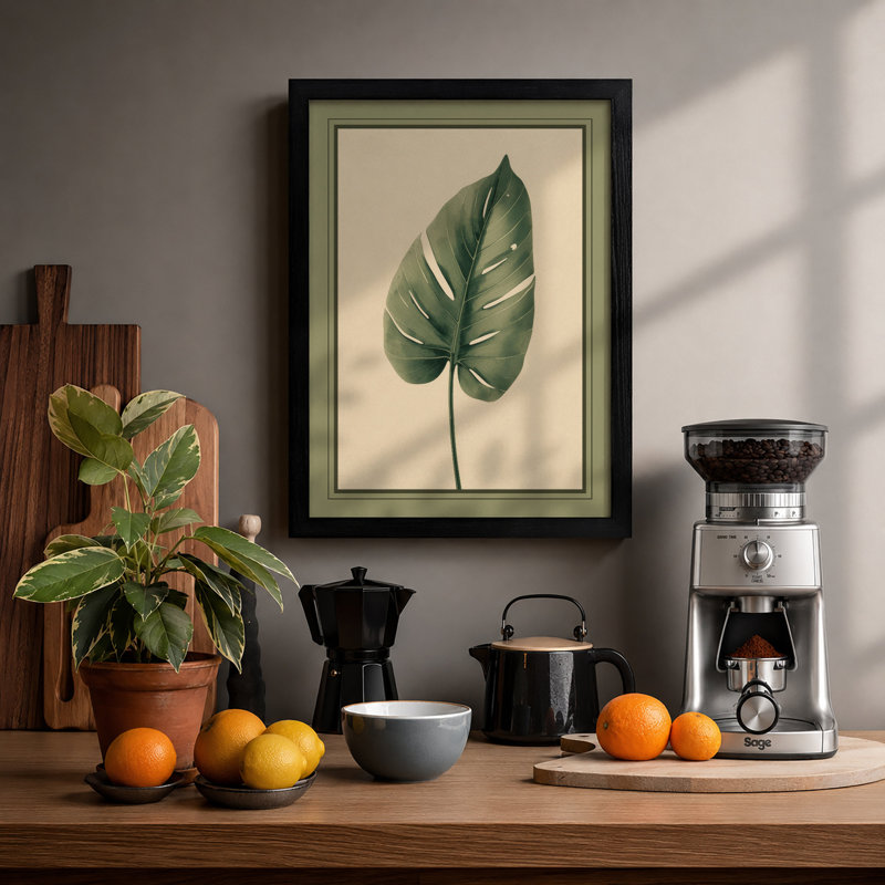 Leaf Study Botanical - Framed Print, A4 - 29.7 x 21.0 cm, Black
