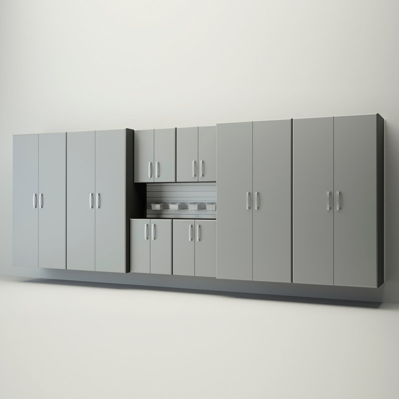 8 Piece Plastic Storage System, White/Silver