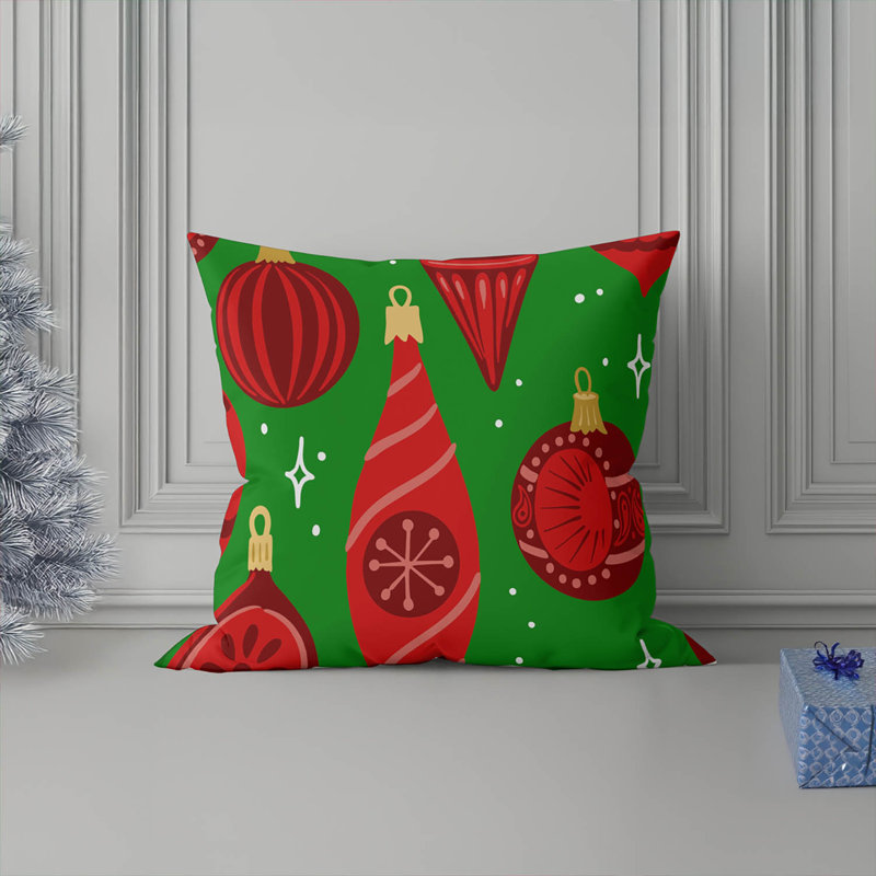 Coussin décoratif d'intérieur Ornaments, Carré 16 po, Vert