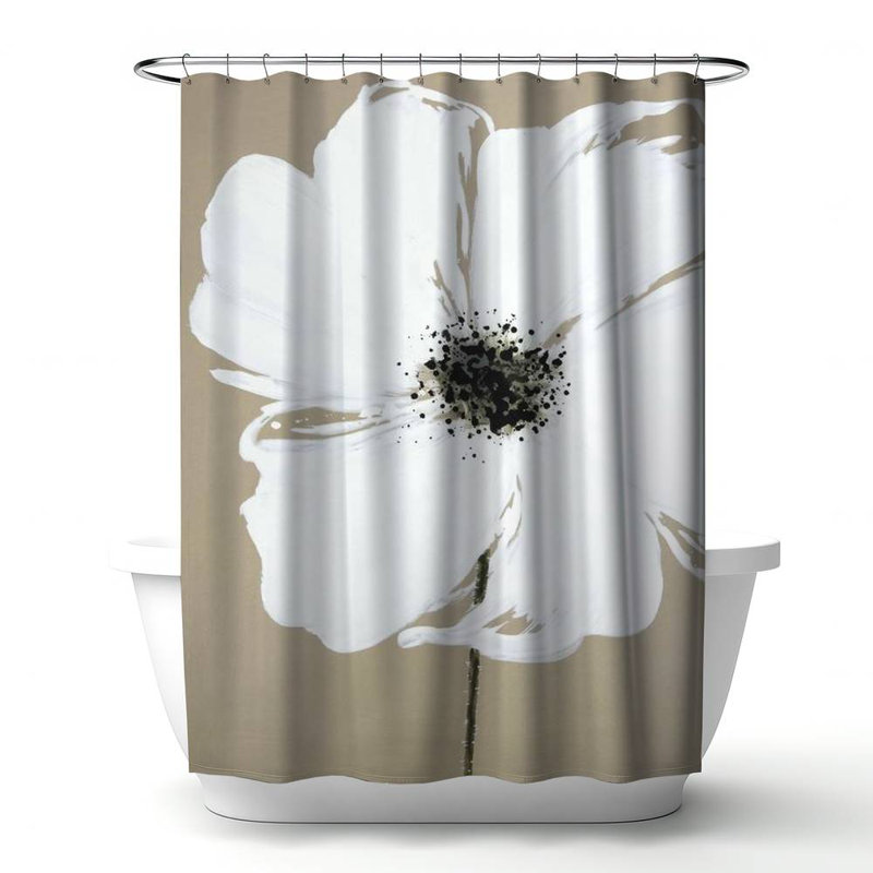 Floral – Polyester Shower Curtain, Dye Sublimation Print, 71" W × 74" L