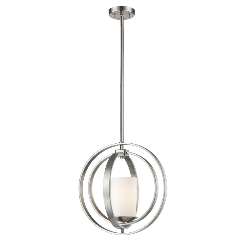 Luminaire suspendu géométrique 1 lumière Kiara, Nickel brossé, H 15 po x l 14,13 po x P 11,88 po