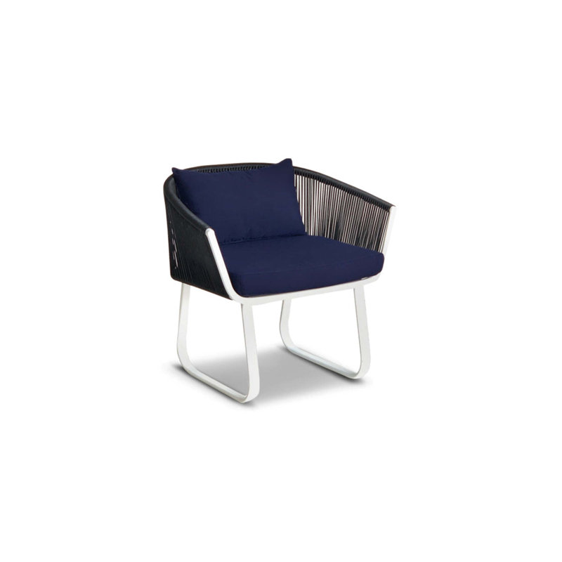 Milano Outdoor Dining Armchair, White/Black, Navy
