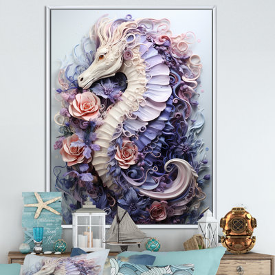Marine Seahorse Composition, reproduction sur toile encadrée