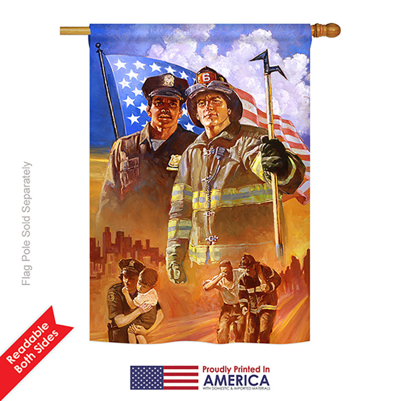 Drapeau maison / jardin en polyester Heroes, H 18,5 po x l 13 po