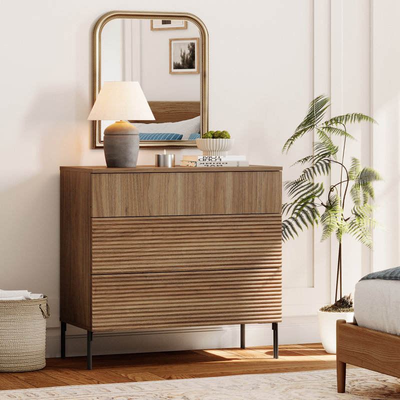 Commode à 3 tiroirs Union Rustic Modern, Noyer