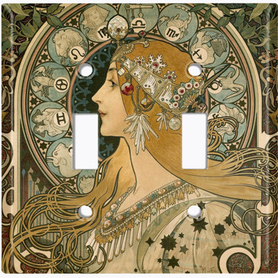 Copper Rust Patina Teal Print 2 - Gang Toggle Light Switch Standard Wall Plate