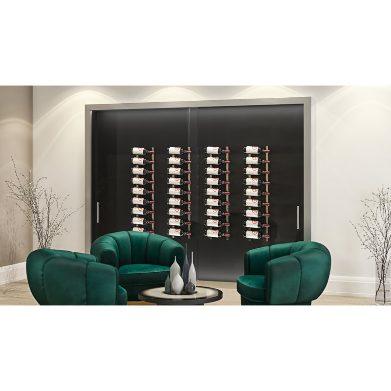 Support à bouteilles de vin à fixation murale Indurial, Bronze doré, 45"H x 15"W x 5.25"D