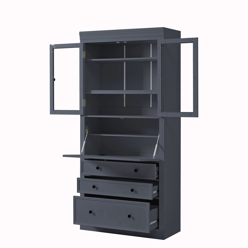 Multifunctional Cupboard with 3 Drawers,Adjustable Shelves, Black