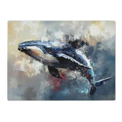Whale Composition  Glass Chopping Board