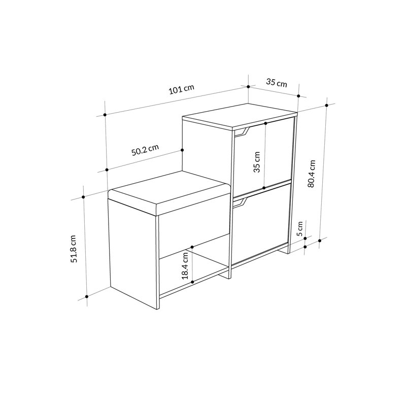 Modern Shoe Cabinet with Soft-Close Hinges, Anthracite & Oak, 39.8 x 31.7 x 14.0 inches | 100% Melamine Coated Particle Board, 5.9-inch Leg Height | Wall Mountable, Stylish & Functional Design, 176 lbs Weight Capacity