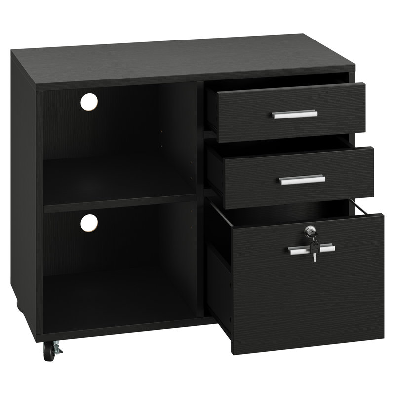 Alday 2 -Shelves Wooden Filing Cabinet, Black