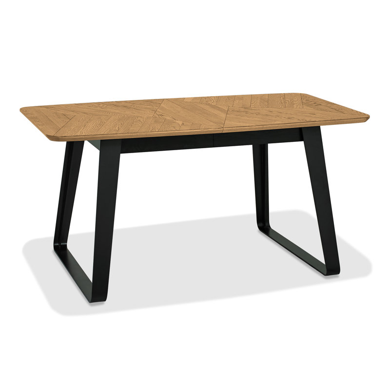 Airius Extendable Metal Base Dining Table, H76 x L160 x W92cm, Oak