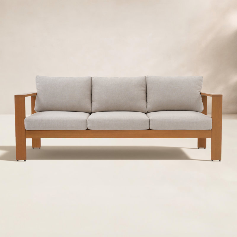 Naylor 3-seater Solid Eucalyptus Wood Outdoor Sofa With Cushions