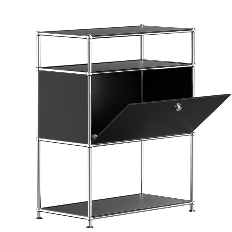 Buffet modulaire en métal avec classeur à 3 niveaux, black