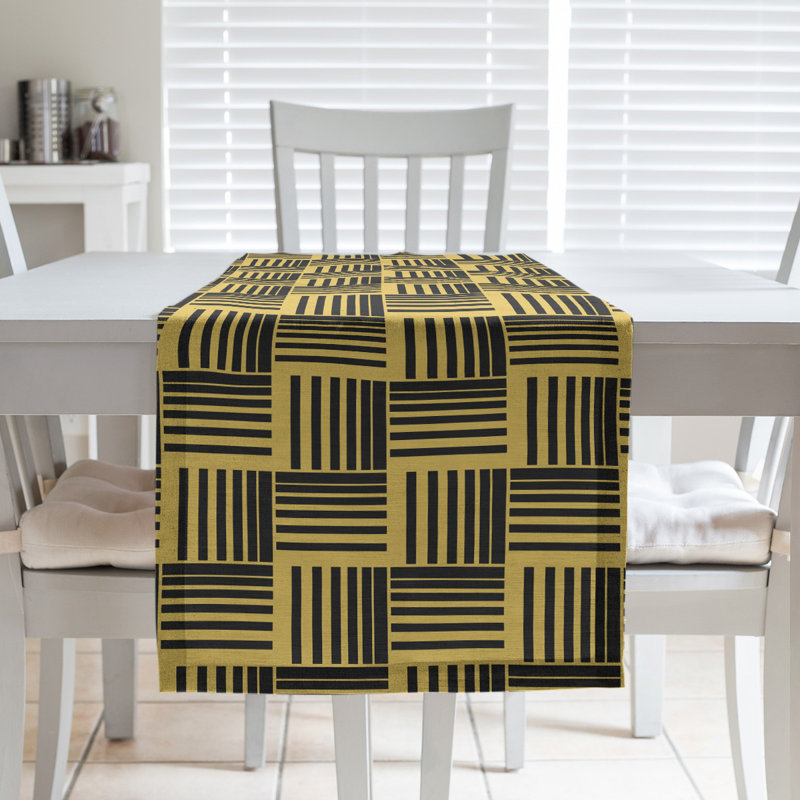 Fractured Stripes Table Runner, 16" x 72", Light Yellow