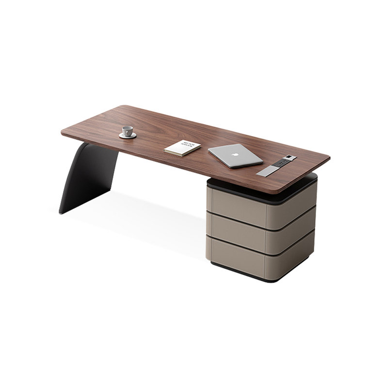 Bureau rectangulaire en bois manufacturé avec 3 tiroirs, H 29,53 po x l 55,12 po x P 27,56 po, Brun