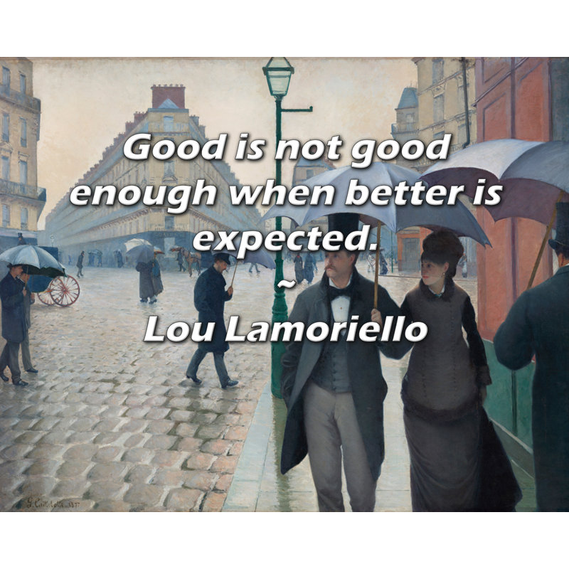 Toile tendue Astoria Grand Gallery par Lou Lamoriello: «Good is not good convenable, H 17 po x l 24 po