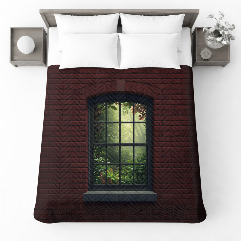 Couvre-lit matelassé pour fenêtre Brick Wall, Lit simple