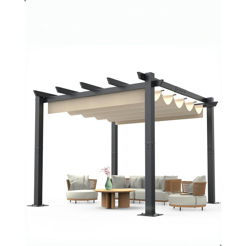Pergola en aluminium avec auvent, Kaki