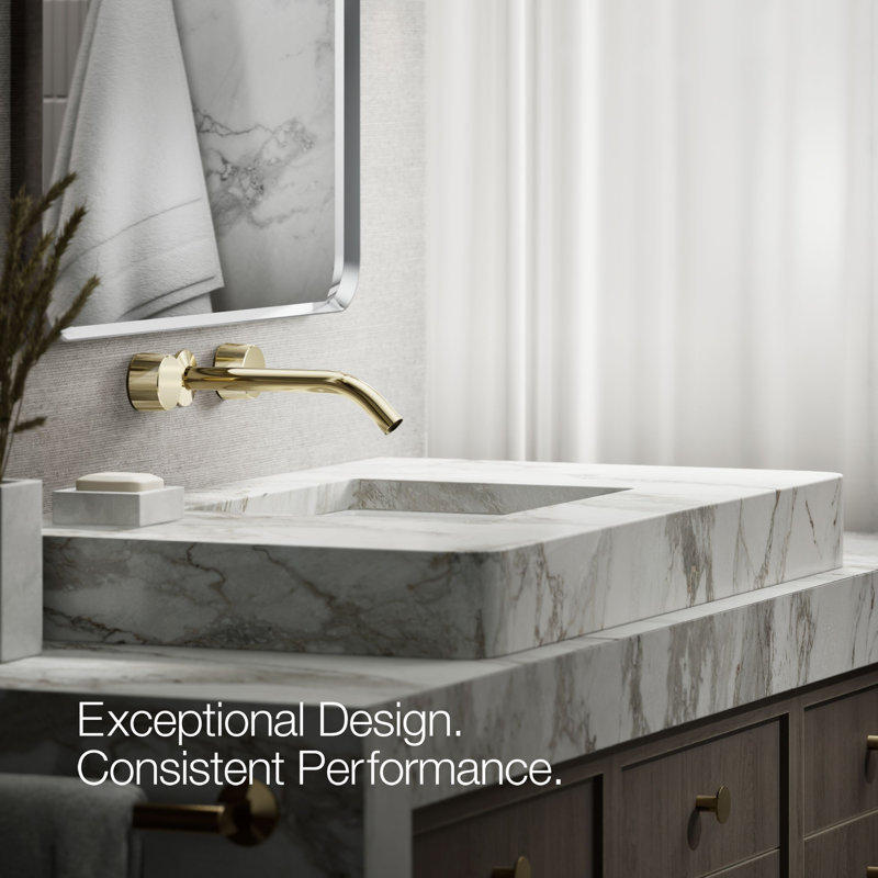Components Wall-Mount Bathroom Sink Faucet Trim with Oyl Handles, Vibrant French Gold