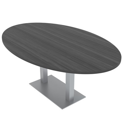 6 Person Oval Shaped Conference Table with Double Base