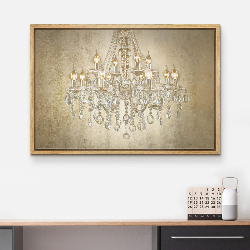 Glam Crystal Chandelier " Antique Brown Crystal Chandelier On Texture Background Decor Lights Modern Art "