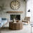 31.5" Solid Wood Round Coffee Table With Drum Base, Modern Farmhouse Center Table with Fluted Design