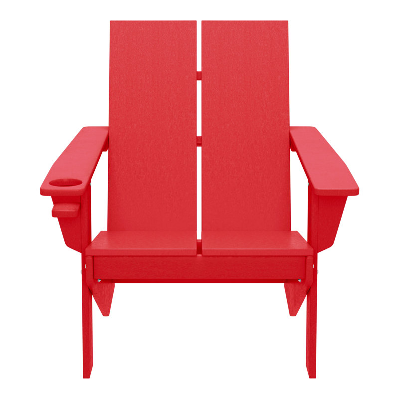 Modern Poly Adirondack Chair (Set Of 4), Black, Red