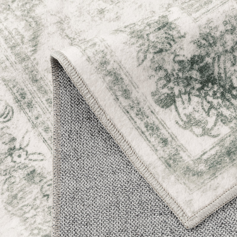 Tapis oriental lavable à la machine Atiyanna avec envers antidérapant, Rectangle 6 pi x 9 pi