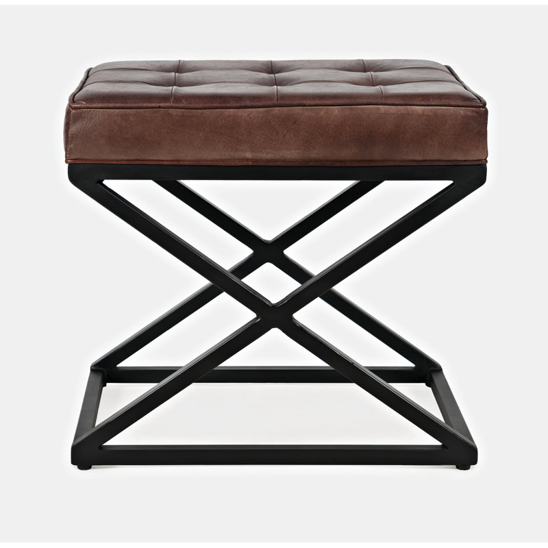 Pearson Upholstered Ottoman, Dark Sienna Top Grain Leather