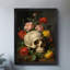 «Black», fleurs rétro encadrées de crânes humains, art mural foncé, impressions encadrées-1590855060