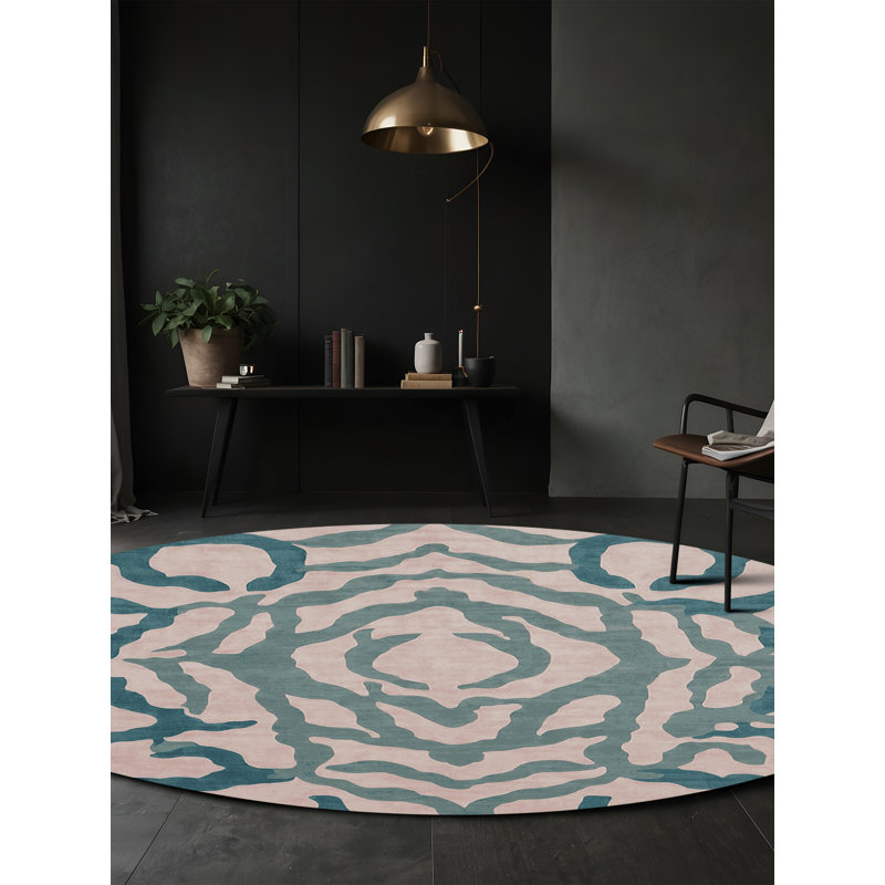 Machine Washable Gray Area Rug, Round 5'