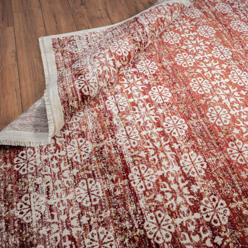 Mirabelle Floral Area Rug in Rust, Rectangle 8'5" x 11'5"