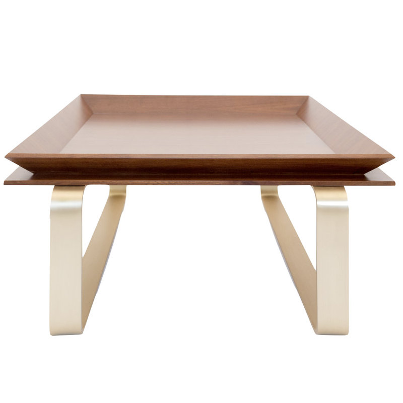 Table basse Le Sled, Laiton poli, Chêne