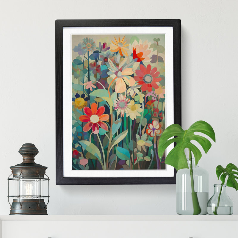FRM-V0523-1660X Orphism Flowers Vol.8 - Picture Frame Print, 64cm H x 46cm W x 2cm D, Black