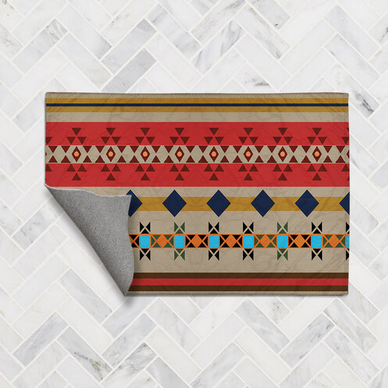 Tribal Lodge Pattern Chenille Indoor Rug, Rectangle 3' x 5'