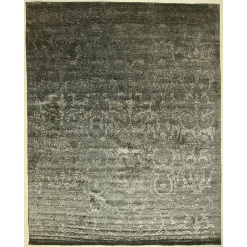 Handmade Cotton and Silk Abstract Area Rug