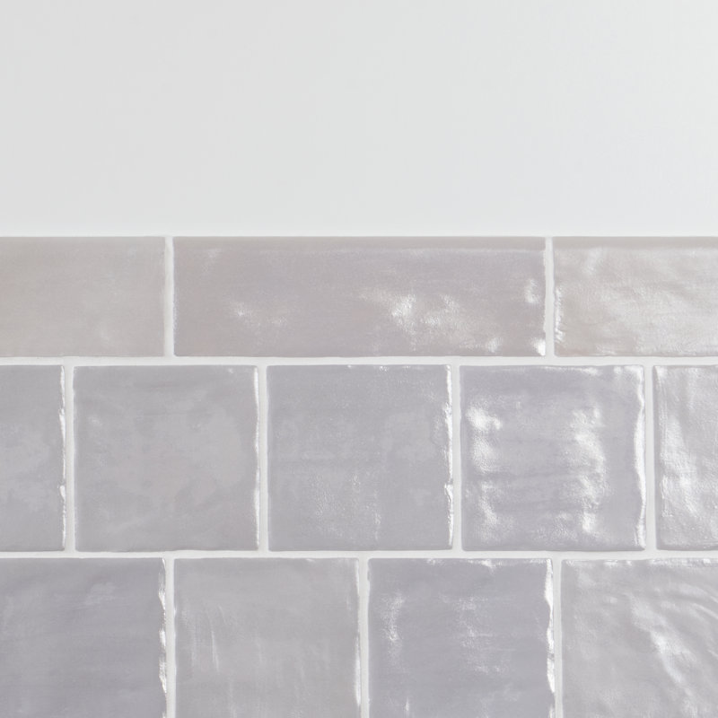 Amagansett Fog Gray Ceramic Bullnose Wall Tile Trim 2x8