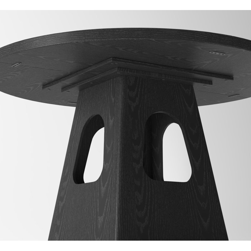 Round Dining Table for 4-6 Person, Black