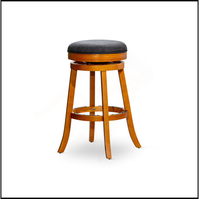 Tabouret 30 ", siège en cuir, Gris, Naturel