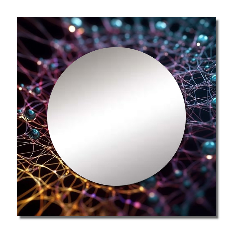 Liquid Crystal Fusion Matrix - Fractals Square Mirror Wall Decor For Bedroom, 29" x 29"